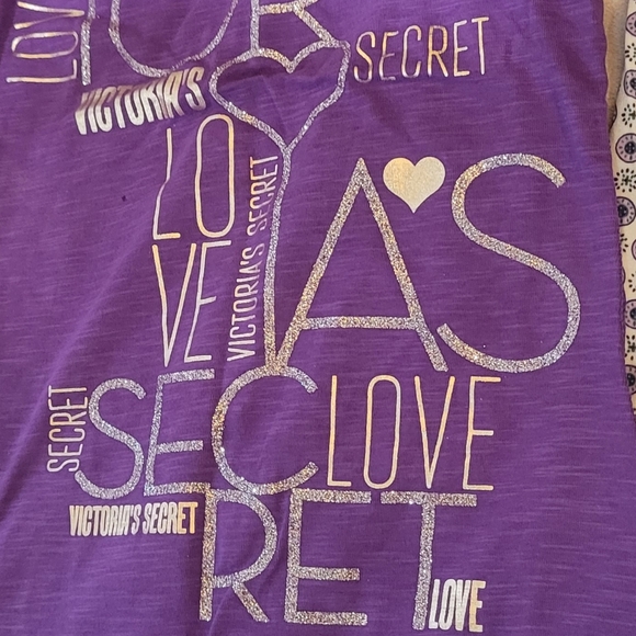 NWT VICTORIA'S SECRET TANK PAJAMA SET PURPLE XS Purple White Gold Silver Sparkle - Picture 5 of 10
